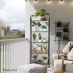 Babion Ladder Bookshelf, 5-Tier Bookcase Shelf, Tall Bookcase Storage Organizer,Ladder Shelf With Metal Frame Stands, Industrial Book Shelf,for Living Room,Office, Kitchen 12 Babion Ladder Bookshelf, 5-Tier Bookcase Shelf, Tall Bookcase Storage Organizer,Ladder Shelf With Metal Frame Stands, Industrial Book Shelf,for Living Room,Office, Kitchen -Songmics Furniture Shop 516NvGFCiZL