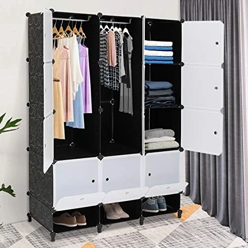 VINGLI Portable Closet Wardrobe, Cube Storage Organizer, Plastic Storage Closet, Shelf Unit, DIY Cube Shelves With Doors And Hanging Rods, 36 Cubes 7 VINGLI Portable Closet Wardrobe, Cube Storage Organizer, Plastic Storage Closet, Shelf Unit, DIY Cube Shelves With Doors And Hanging Rods, 36 Cubes - Image 7