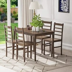 Giantex 43 Inch Rectangular Dining Table, Mid Century Modern Kitchen Table, Vintage Coffee Table W/Tabletop & Solid Wood Legs, Wood Farmhouse Table, Walnut -Songmics Furniture Shop 516OiOrouVL