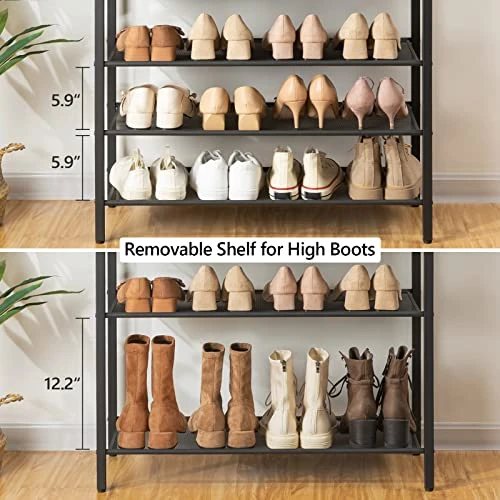 ALLOSWELL 8-Tier Shoe Rack, Shoe Organizer For Closet, Entryway, Large Capacity Shoe Shelf, 28-32 Pairs Of Shoes, Shoe Storage With Adjustable Metal Mesh Shelves, Stable Sturdy, Rustic Brown SRHR1801 6 ALLOSWELL 8-Tier Shoe Rack, Shoe Organizer For Closet, Entryway, Large Capacity Shoe Shelf, 28-32 Pairs Of Shoes, Shoe Storage With Adjustable Metal Mesh Shelves, Stable Sturdy, Rustic Brown SRHR1801 - Image 6