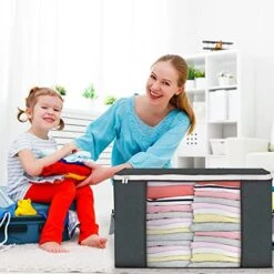 6 Pack 90L Large Storage Bags & 6 Pack 60L Clothes Storage Bags, Clothes Storage Bins Foldable Closet Organizers With Durable Handles With Clear Window For Clothes Pillow Blankets Bedding -Songmics Furniture Shop 516Vkp5RPtL