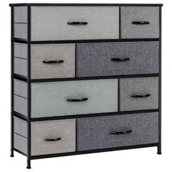 LLappuil Fabric Dresser For Bedroom With 8 Drawers, Wide Dresser Chest Of Drawers, Tall Dresser Storage Drawers Organizer For Clothes, Closet, Living Room, Hallway, Nursery, Grey