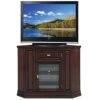 Leick Home 86232 High Profile One Door Corner Stand With Enclosed Storage For 50" TV's, 46", Chocolate Cherry