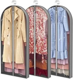 40" Garment Bags, Clear Moth Proof Suits Covers With 4" Gussetes, For Hanging Clothes Closet Storage Travel, Plastic Protector For Coat, Jacket, Sweater, Shirts, 3 Packs -Songmics Furniture Shop 516isLjXStL. AC