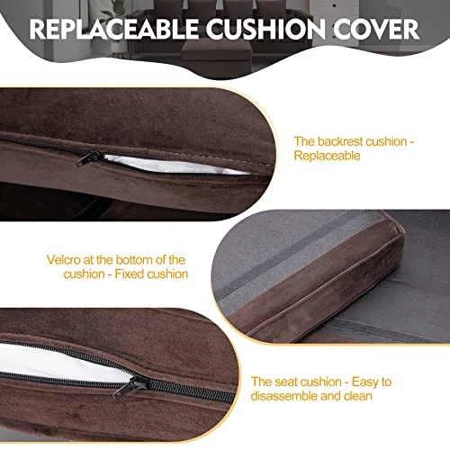 HOMREST Dutch Velvet 4-Seat Sectional Sleeper Sofa Set With Storage Ottoman, L-Shaped Couch Bed For Living Room Coffee 5 HOMREST Dutch Velvet 4-Seat Sectional Sleeper Sofa Set With Storage Ottoman, L-Shaped Couch Bed For Living Room Coffee - Image 5