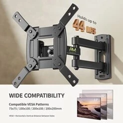 AM Alphamount TV Wall Mount Bracket Full Motion For Most 13-39 Inch TVs Monitors With 360° Rotation Articulating Swivel Extension Arms And Tilt, Hold TV Up To 44lbs Max VESA 200x200mm -Songmics Furniture Shop 516sEatw9oL