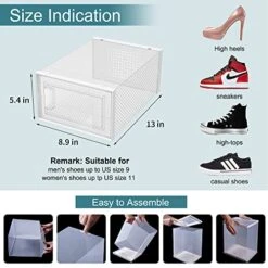 WAYTRIM Clear Shoe Storage Box, Stackable Shoe Organizer Plastic Shoe Container With Lids Foldable Sneaker Storage Boxes Saving Space Shoe Organizer For Closet Fit To Women Size 10, White 14 WAYTRIM Clear Shoe Storage Box, Stackable Shoe Organizer Plastic Shoe Container With Lids Foldable Sneaker Storage Boxes Saving Space Shoe Organizer For Closet Fit To Women Size 10, White -Songmics Furniture Shop 516sa6oROxL