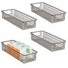 MDesign Shallow Metal Wire Basket For Storage Pantry - Kitchen Organization Basket With Handles - Bin Basket For Organizing Cabinets Or Countertop - Concerto Collection - 4 Pack - Bronze