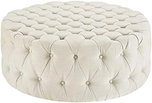 Modway Amour Fabric Upholstered Button-Tufted Round Ottoman In Azure 7 Modway Amour Fabric Upholstered Button-Tufted Round Ottoman In Azure - Image 7