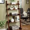 PayLessHere Ladder Shelf, 5-Tier Bookshelf, Storage Rack Shelves,Wood Shelves Leaning Against The Wall Or Stand Alone For Bedroom Living Room,Brown