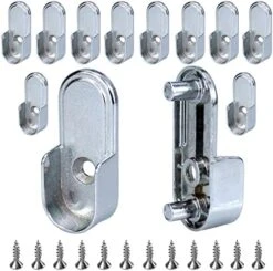 4Pcs Wardrobe Bracket Zinc Alloy Closet Rod Holders 15mm X 30mm Oval Closet Rod End Supports (Single Hole) With Rear Facing 6.5mm Pins -Songmics Furniture Shop 517 2Fl 5UL. AC