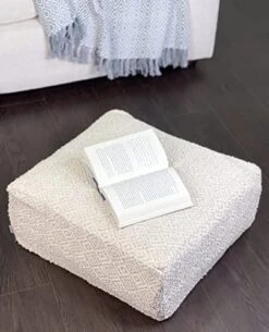 Chardin Home Unstuffed Ottoman, Cozy & Bohemian Pouf Covers, Hand Crafted Casual Seating, Footrest, Square Floor Pillow For Home, Office, Bedroom, Living Room, 20" X 20"x 8", Ivory-Grey. -Songmics Furniture Shop 5172dTWWRCL