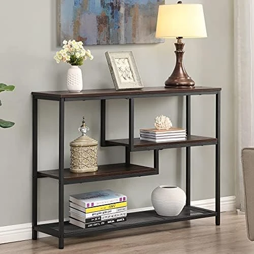 FIVEGIVEN Narrow Console Table For Entryway Hallway Table With Storage Shelves For Living Room Espresso Industrial 6 FIVEGIVEN Narrow Console Table For Entryway Hallway Table With Storage Shelves For Living Room Espresso Industrial - Image 6