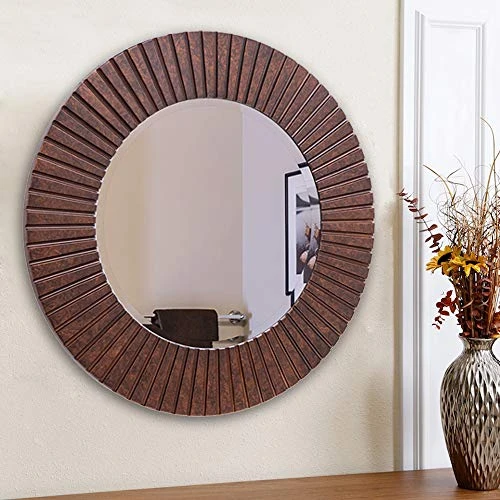 Chende 30'' Round Wall Mirror With Wooden Frame, Farmhouse Decorative Mirror With Bronze Finish, Large Rustic Mirror For Living Room, Bedroom, Entryway 1 Chende 30'' Round Wall Mirror With Wooden Frame, Farmhouse Decorative Mirror With Bronze Finish, Large Rustic Mirror For Living Room, Bedroom, Entryway