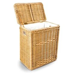 The Basket Lady Narrow Wicker Rectangular Laundry Hamper, 21 In L X 13 In W X 24 In H, Sandstone