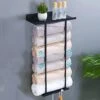 Towel Racks For Bathroom,Retractable Wall Mounted Rolled Towels Holder With Metal Shelf & Hooks, Retractable Bathroom Towel Storage Rack Shelf For Rolled Washcloths Towels Small Bathroom Storage Decor
