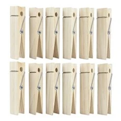 6 Inch, Giant Clothespins, Jumbo Wood Clips For DIY Craft, Bathroom Or Laundry Room Decoration, 12 PCS