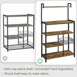 Topeakmart Baker's Rack For Kitchen, 32" Kitchen Racks With Storage Shelves & Metal Basket Hooks, Microwave Stand Cart With Countertop, Industrial Utility Storage Shelf For Dining Room -Songmics Furniture Shop 517A7L1nzJS