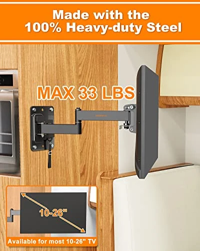 GOFORWILD Lockable RV TV Mount, Full Motion RV Mount For Most 10-26 Inch TV, TV Wall Mount For Camper Truck Trailer Marine Boat Motor Home, Max VESA 100x100mm, Up To 33LBS 5 GOFORWILD Lockable RV TV Mount, Full Motion RV Mount For Most 10-26 Inch TV, TV Wall Mount For Camper Truck Trailer Marine Boat Motor Home, Max VESA 100x100mm, Up To 33LBS - Image 5