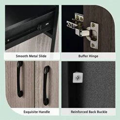 BZGWECD 4-Door Kitchen Buffet Pantry Storage Cabinet Tall Microwave Cabinet With/Hutch Adjustable Shelf For Home Kitchen Storage Cabinet (Color : B) 10 BZGWECD 4-Door Kitchen Buffet Pantry Storage Cabinet Tall Microwave Cabinet With/Hutch Adjustable Shelf For Home Kitchen Storage Cabinet (Color : B) -Songmics Furniture Shop 517CW9Z8s8L