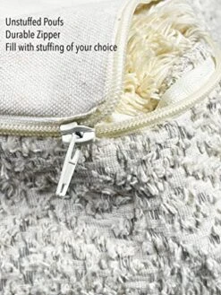 Chardin Home Unstuffed Ottoman, Cozy & Bohemian Pouf Covers, Hand Crafted Casual Seating, Footrest, Square Floor Pillow For Home, Office, Bedroom, Living Room, 20" X 20"x 8", Ivory-Grey. -Songmics Furniture Shop 517DNHC91ZL