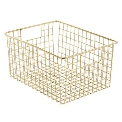 MDesign Metal Wire Bathroom Storage Basket Organizer With Handles - Organize Master Or Guest Bathrooms, Linen, Hallway, Or Entryway Closets, Bedroom, Laundry Room - Concerto Collection - Soft Brass 12 MDesign Metal Wire Bathroom Storage Basket Organizer With Handles - Organize Master Or Guest Bathrooms, Linen, Hallway, Or Entryway Closets, Bedroom, Laundry Room - Concerto Collection - Soft Brass -Songmics Furniture Shop 517H1c1RBkL