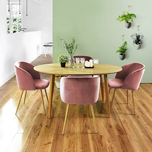 EGGREE Mid-Century Modern Accent Living Room Chair Upholstered Velvet Armchair Kitchen Dining Chair With Solid Steel Leg For Living Room Bedroom Reception Room Accent Furniture,Rose Pink 3 EGGREE Mid-Century Modern Accent Living Room Chair Upholstered Velvet Armchair Kitchen Dining Chair With Solid Steel Leg For Living Room Bedroom Reception Room Accent Furniture,Rose Pink - Image 3