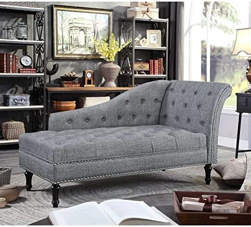Rosevera Deedee Linen Upholstered Chaise Lounge Chair With Nailhead Trim For Living Room And Bedroom, Standard, Royal Navy 11 Rosevera Deedee Linen Upholstered Chaise Lounge Chair With Nailhead Trim For Living Room And Bedroom, Standard, Royal Navy - Image 11