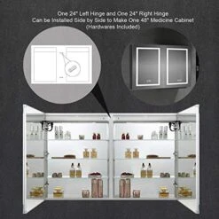 Blossom Recessed Or Surface LED Mirror Medicine Cabinet With Lights, LED Medicine Cabinet With Defogger (24x32/Right Hinge) -Songmics Furniture Shop 517bjL5QTeL