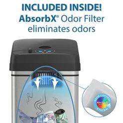 ITouchless 13 Gallon And 2.5 Gallon Automatic Touchless Sensor Kitchen Cans With Odor Control System, Stainless Steel, Includes 10 Premium Bags, CDZT02BG10 17 ITouchless 13 Gallon And 2.5 Gallon Automatic Touchless Sensor Kitchen Cans With Odor Control System, Stainless Steel, Includes 10 Premium Bags, CDZT02BG10 -Songmics Furniture Shop 517eI1QlpvL