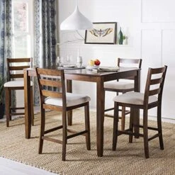 Safavieh Home Collection Melvin 5 Piece Pub Set, Brown And Beige