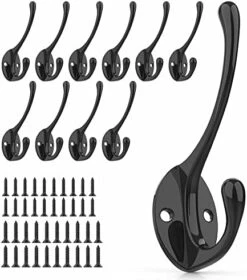 PRIGVOT 12PCS Heavy Duty Double Prong Coat Hooks | Bookbag Hooks | Wall Hooks | Metal Coat Hooks | Robe Hooks | Coffee Mug Hooks With 50 Pieces Screws For Kitchen, Grocery Room, Bedroom -Songmics Furniture Shop 517nEUyEq7L. AC