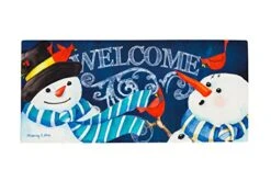 Evergreen Sassafras Snowman Welcome Interchangeable Entrance Doormat | Indoor And Outdoor | 22-inches X 10-inches | Non-Slip Backing | All-Season | Low Profile | Home Décor