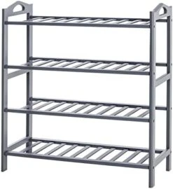 SONGMICS Bamboo Entryway Shoe Shelf Storage Organizer, Ideal For Hallway Bathroom Garden, 4-tier, Ash Gray -Songmics Furniture Shop 517pHoWUJoL. AC