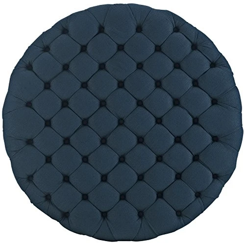 Modway Amour Fabric Upholstered Button-Tufted Round Ottoman In Azure 2 Modway Amour Fabric Upholstered Button-Tufted Round Ottoman In Azure - Image 2