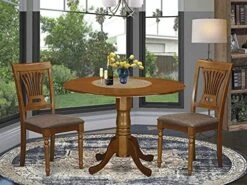 East West Furniture DLPL3-SBR-W Dining Table Set -Songmics Furniture Shop 517tSP0MY3L. AC