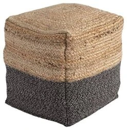 Signature Design By Ashley Sweed Valley Farmhouse Pouf 17.5 X 20.25, Light Brown And Black