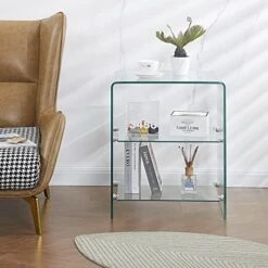Glass Nightstand,Side Table,S-Shaped End Table For Living Room,Bedside Table For Bedroom 10 Glass Nightstand,Side Table,S-Shaped End Table For Living Room,Bedside Table For Bedroom -Songmics Furniture Shop 517wJMttoFL. AC