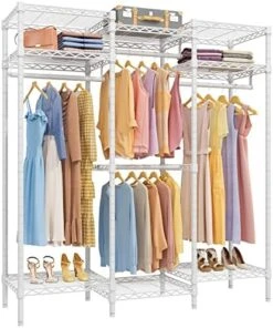 VIPEK V5i Garment Rack Bedroom Armoires Freestanding Closet Organizer, Portable Wardrobe Closet Heavy Duty Clothing Rack With 8 Adjustable Shelves & 4 Hang Rods, 56.7" Lx15.7 Wx76.4 H, Black (Medium) -Songmics Furniture Shop 517wWn2yQiL. AC