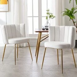 Janoray Velvet Dining Chairs Upholstered Gold Metal Legs Cream Mid Century Modern Accent Chair Set Of 2 For Living Room Kitchen Dining Room, Cream -Songmics Furniture Shop 5182zvc6kxL. AC
