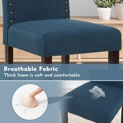 LSSPAID Dining Chairs Set Of 4, High Back Fabric Upholstered Parsons Dining Room Chairs, Nail Head Trim Dining Chair, Turquoise 14 LSSPAID Dining Chairs Set Of 4, High Back Fabric Upholstered Parsons Dining Room Chairs, Nail Head Trim Dining Chair, Turquoise -Songmics Furniture Shop 5187VoSCSnL