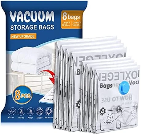 Vacuum Storage Bags 8 Pack(4Jumbo, 4Large), Premium Space Saver Bags For Clothes Duvets Blankets Pillows Comforters, Travel Storage. (8pack) (8 Pack) 6 Vacuum Storage Bags 8 Pack(4Jumbo, 4Large), Premium Space Saver Bags For Clothes Duvets Blankets Pillows Comforters, Travel Storage. (8pack) (8 Pack) - Image 6