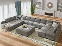 HONBAY Oversized Modular Sofa Couch With Ottoman U Shape Couch With Chaise Sleeper Sofa With Storage Seats, Bluish Grey -Songmics Furniture Shop 5189W58ruL. AC