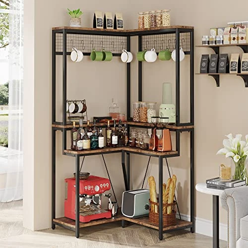 Tribesigns Corner Baker’s Rack For Kitchen, Kitchen Storage Rack With 15 Hanging Hooks, And 8 Shelves, Multipurpose Microwave Stand Spice Organizer, Coffee Bar Station Utility Organization Shelf 3 Tribesigns Corner Baker’s Rack For Kitchen, Kitchen Storage Rack With 15 Hanging Hooks, And 8 Shelves, Multipurpose Microwave Stand Spice Organizer, Coffee Bar Station Utility Organization Shelf - Image 3