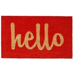 Calloway Mills 100301729RNS Script Hello Doormat, 17" X 29", Red/Natural