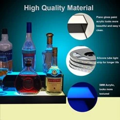 LED Lighted Liquor Bottle Display Shelf For Home Bar, App&Remote Control, 366 Light Model/Control Light Intensity/Transition Speed, 16 Inch 2 Step Lighted Bar Shelves, Bar Organizer For Liquor -Songmics Furniture Shop 518Dg84KvEL