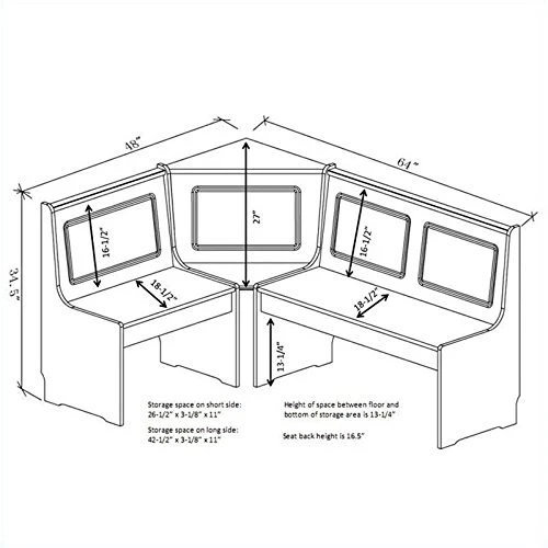 Pemberly Row Patio Conversation Indoor 3 Piece Kitchen Corner Nook Table Booth Bench Breakfast Dining Set In White 2 Pemberly Row Patio Conversation Indoor 3 Piece Kitchen Corner Nook Table Booth Bench Breakfast Dining Set In White - Image 2