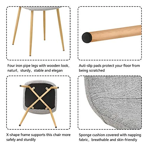 Bacyion 5 Pieces Modern Dining Table Set For 4,Rectangle Glass Table And 4 Fabric Kitchen Room Chairs,Dining Room Table And Chairs Set For Home And Small Space (Rectangle Table + 4 Light Grey Chairs) 4 Bacyion 5 Pieces Modern Dining Table Set For 4,Rectangle Glass Table And 4 Fabric Kitchen Room Chairs,Dining Room Table And Chairs Set For Home And Small Space (Rectangle Table + 4 Light Grey Chairs) - Image 4