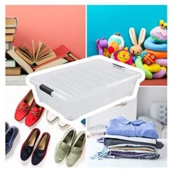 Asking 40 Quart Plastic Wheels Under Bed Storage Box, Latch Bin With Lid, Clear, 3-Pack -Songmics Furniture Shop 518RUFFVp9L