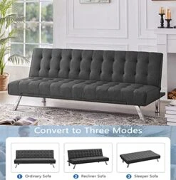 Majnesvon Modern Fabric Sofa Bed Futon With Chrome Legs Convertible Folding Sofa Bed For Compact Living Spaces,Apartments Office Dorms Grey 10 Majnesvon Modern Fabric Sofa Bed Futon With Chrome Legs Convertible Folding Sofa Bed For Compact Living Spaces,Apartments Office Dorms Grey -Songmics Furniture Shop 518TCGUd7dL